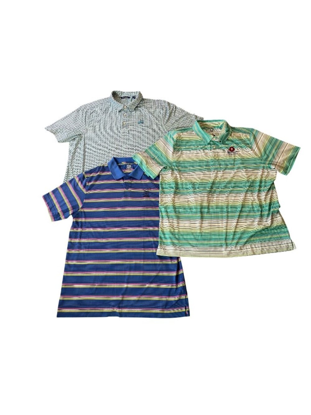 3 Cutter & Buck Mens Short Sleeve Polo Shirts Stripes & Geometric Patterns XL